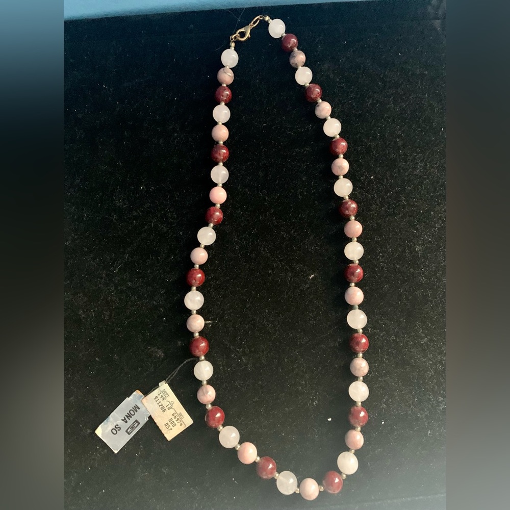 Vintage Mona So Pink Quartz Genuine stone Necklace